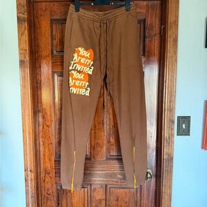 Brown Joggers with Yellow Print